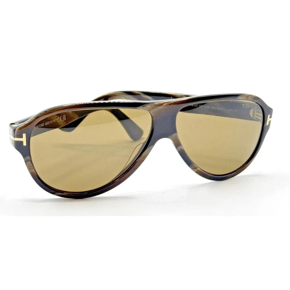 Tom Ford Sunglasses Samuele-02 TF1336 63J Black Horn Pilot Brown Lens 61mm